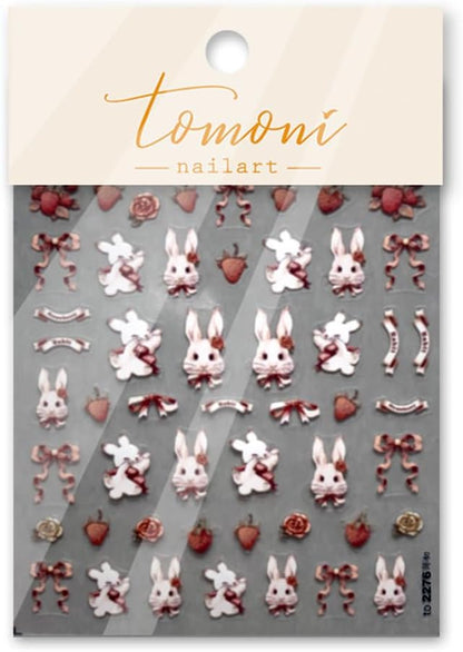 Bunny Nail Stickers Lovely Bunny Nail Art Strawberry Ribbon Rabbit Nail Decals Cute Stickers for Nails Designs Self Adhesive Nail Art Supplies & Decorations for Women Girls 1 Sheet