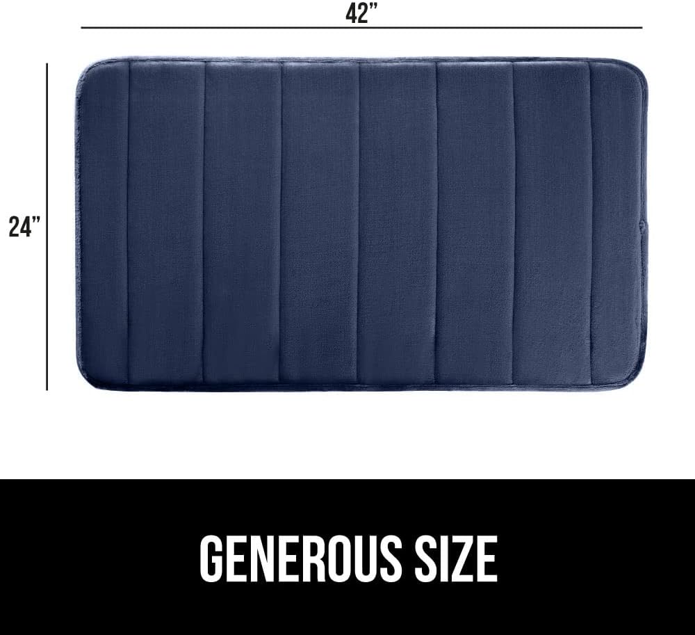 GORILLA GRIP Memory Foam Bath Mat, Soft Absorbent US Designed Bathroom Rug, Gripping Dots Machine Washable Bathmat, Cushioned Floor Mats, Shower Sink Rugs Room Décor Accessories, 42x24 Navy Blue
