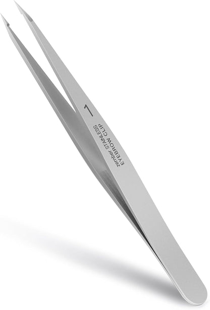 Pointed Tweezers for women Facial hair, Precision Tweezers for Eyebrows, Chin Hair，Ingrown Hair, Splinters, Glass Removal（Silver）