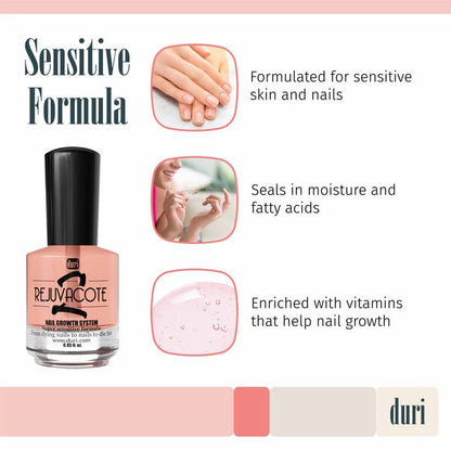 Duri Rejuvacote 2 Nail Growth System Sensitive Formula - Nail Hardener and Strengthener for Brittle, Breaking, Splitting Nail Repair - 0.45 Fl Oz (Pack of 1)