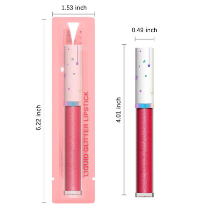 evpct 1Pcs Ruby Rose Red Glitter Metallic Lip Gloss Stain Lipstick for Women Long Lasting Waterproof 24, Sexy Red Frosted Metallic Shimmer Chrome iridescent Liquid Lipstick Lip Gloss Makeup, 07#