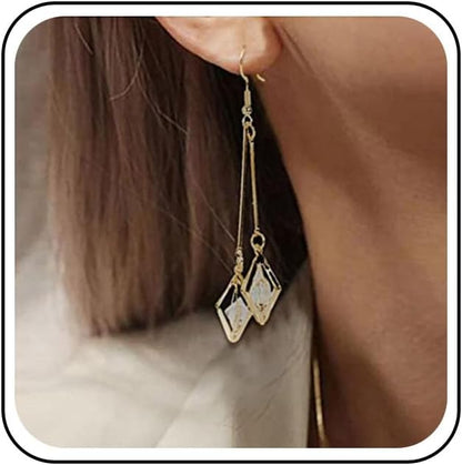 Vintage Crystal Dangle Earrings Long Bar Drop Earrings Cz Rhinestone Earrings Gold Long Wire Earrings Jewelry for Women