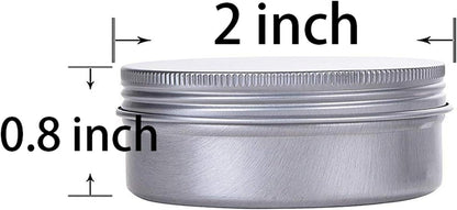 1 Ounce Aluminum Tin Jar Refillable Containers 30 ml Aluminum Screw Lid Round Tin Container Bottle 50 Pack for Cosmetic,Lip Balm, Cream