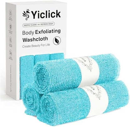 Yiclick Exfoliating Washcloth Towel【3 Pack】- Exfoliating Body Scrubber Exfoliator, Back Scrubber for Shower Bath, Exfoliate Rags Wash Cloths, Loofah Lufa Sponge, Body Scrub & Exfoliation Women Men