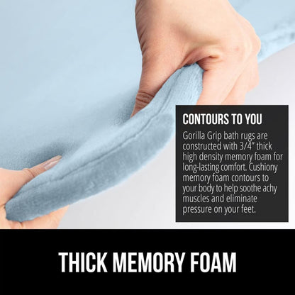 GORILLA GRIP Memory Foam Bath Rugs, Soft Absorbent Velvet Bathroom Mats, Durable Dots on Underside, Machine Washable Bathmat, Carpet Rug Room Decor for Shower Floor, 30x20 Mat, Light Blue