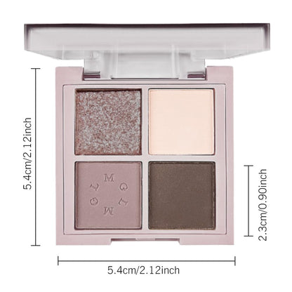 4Colors Eyeshadow Makeup Palette,Nude Gray Black Natural Neutral Powde Eye Shadow Palette for Older Women,Long Lasting Naturing-Looking,Lightweight,Waterproof,Eye Makeup Kit Travel Size