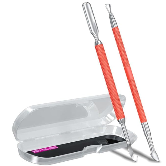 2PCS Metal Red Cuticle Pusher