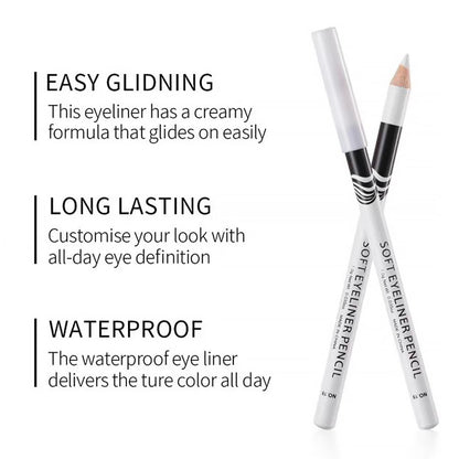12Pcs Wooden Hard-Core White Eyebrow Pencils, Eyebrow and Eyeliner Pencils, Long Lasting Waterproof and Sweat-Proof, Easy to Color,Beginner Makeup Eyebrow Penci,Create a Natural Brow Makeup