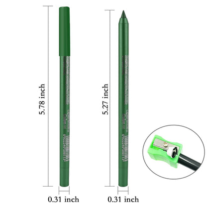 evpct 3Pcs Shimmer Emerald Green & Light Green & Shimmer Dark Green Gel Glitter Eyeliner Pencils Set for Women Waterproof Smudge Proof lapiz de ojos delineador de ojos contra el agua Eye Liner Makeup
