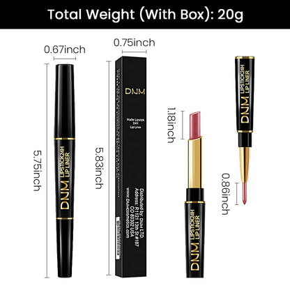 Kaely 2-in-1 Nude Pink Velvet Matte Lip Liner & Lipstick Combo Set Kit for Women, Magic 24 Hours Lipstick and Lip Liner Makeup Set Stain Long Lasting Waterproof labial 46