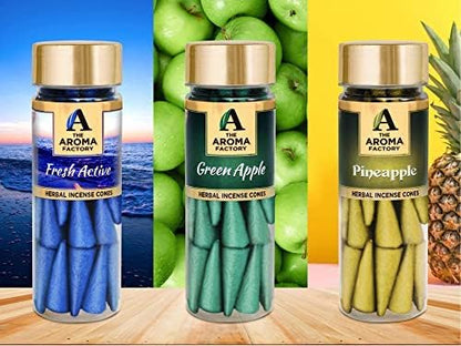 The Aroma Factory Organic Incense Dhoop Cones 3x30 Cones Jute Gift Set with Holder (Fruit Fusion)