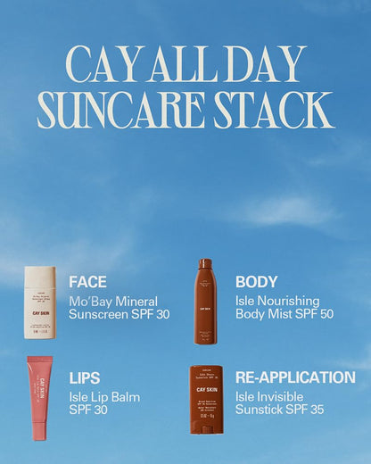 Cay Skin Isle Invisible Sunstick SPF 35 – Travel Size Broad Spectrum Face Sunscreen for On-the-Go Protection – Hydrating, Reef Safe Lotion with Natural Finish for All Skin Types – 0.5 oz