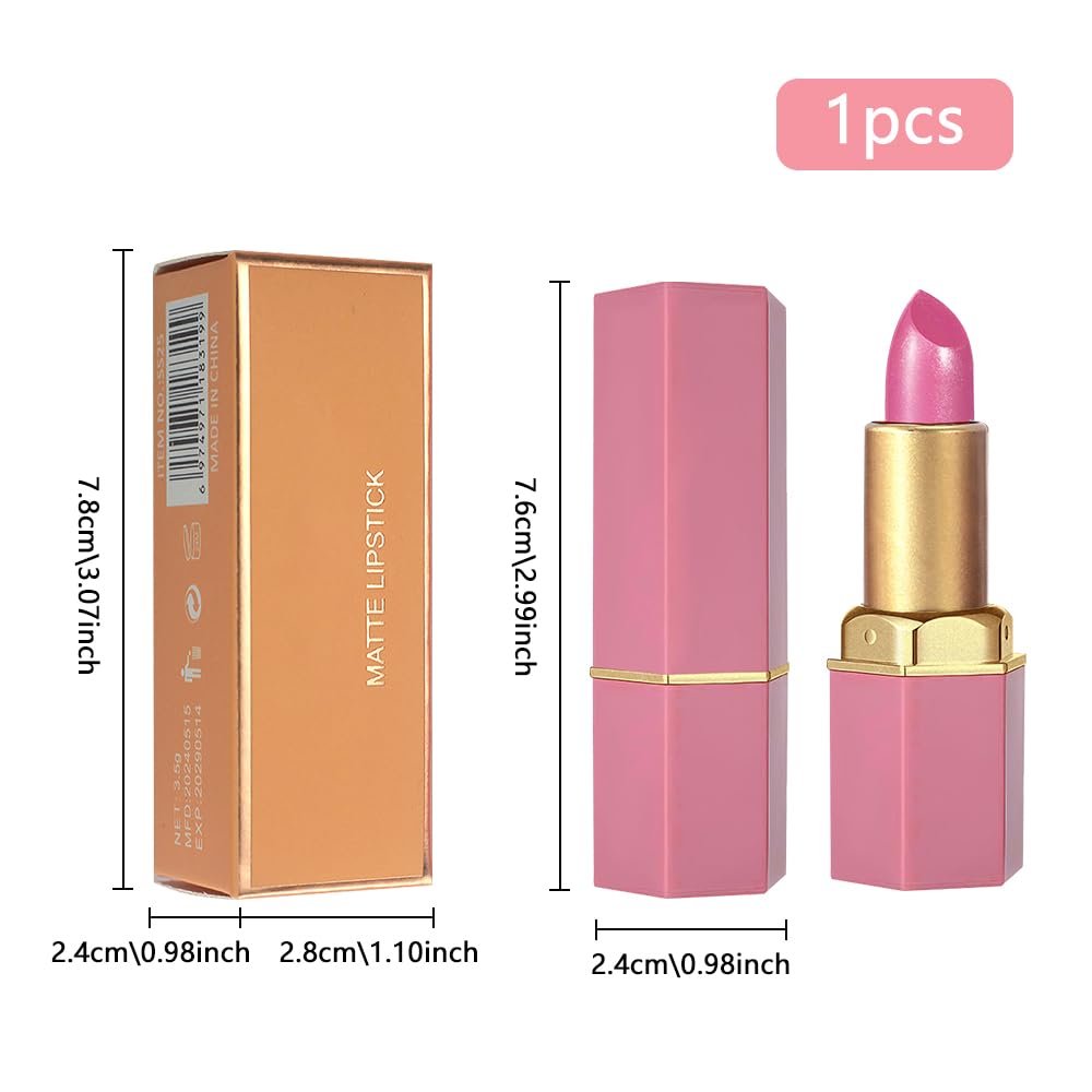 Pink Purple Metallic Lipstick for Women,Lightweight Shimmer Frosted Lipstick,Glitter Lip Gloss Stain Long Lasting Waterproof Smudge Proof 24 Hour Full Coverage Lip Makeup,Vegan