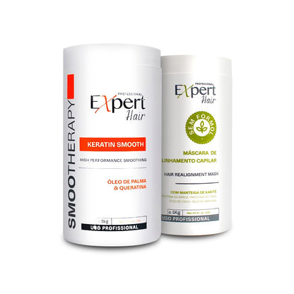 Expert Hair Botox Kit - Anti-Frizz, Thermo-Active, Natural Look, Queratina para El Cabello, 2x 1kg/35.3 oz, For All Hair Types and Textures, Cream, B-tox kit (Smooth + Bio)