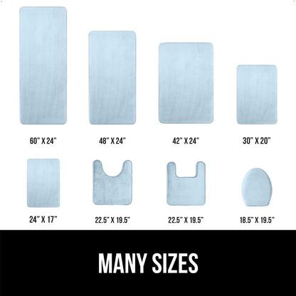 GORILLA GRIP Memory Foam Bath Rugs, Soft Absorbent Velvet Bathroom Mats, Durable Dots on Underside, Machine Washable Bathmat, Carpet Rug Room Decor for Shower Floor, 24x17 Mat, Light Blue