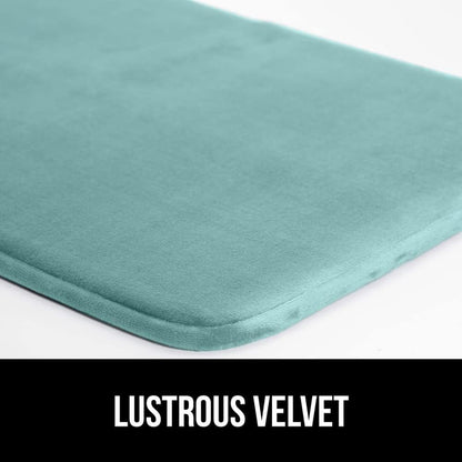 GORILLA GRIP Memory Foam Bath Mat, Soft Absorbent Velvet Bathroom Mats, Durable Dots on Underside, Machine Washable Bathmat, Carpet Rug Room Decor for Shower Tub Floor RV, 30x20 Rugs, Seablue