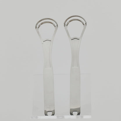 Tongue Scrapers Cleaners Brushes Wide-head Double Blades Scrapers For Oral Care 2PCS, Platinum Color