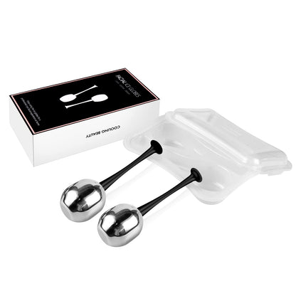 Ice Globes Facial Skin Care Tools for Women Cryo Sticks for Face Eyes, Stainless Steel Face Beauty Cryo Globes for Girls Ladies, Esthetician Supplies Cooling Spa Globes Cold Roller with Storage Case