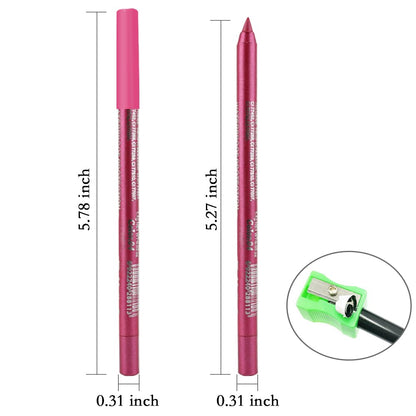 evpct Hot Pink Glitter Eyeliner Pencils for Eyes, Pink Metallic Shimmer Eye Liner Pencil Makeup Waterproof Smudge Proof, Colored Gel Waterline Eyeliner Liquid, Face Eye Paint Stick Halloween Makeup 04