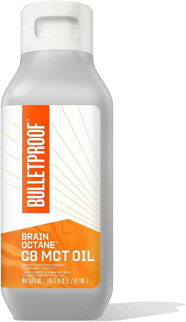 Bulletproof Coconut Brain Octane C8 MCT Oil, 16 Ounces, Premium Keto Supplement for Sustained Energy and Fewer Cravings, Brain and Body Fuel, Unflavored, Add to Coffee and Smoothies
