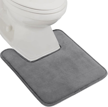 GORILLA GRIP Thick Memory Foam Toilet Rug for Bathroom, Square Shaped Washable, Soft Absorbent Velvet Topside Floor Mats, Machine Wash, Cushioned Luxury Rugs for Bath Room, 22.5x19.5, Graphite Gray