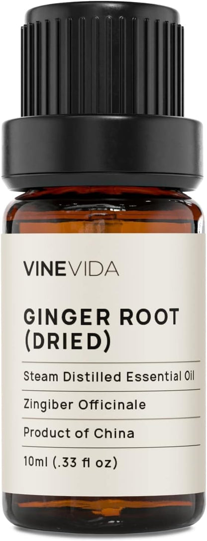 VINEVIDA Dried Ginger Root Essential Oil 10 mL - Undiluted Candle Scent DIY Scents for Candlemaking Soap Making Safe Skin,0.33 Fl Oz 1.33 Ounces