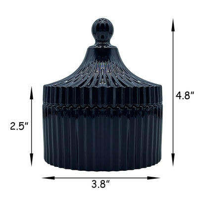 Ultra Soft Powder Puff and Container 3.3" High Density Velvet Dusting Washable Reusable Powder Puff,Body Powder Puff and Glass Jar Holder Loose Powder Box with Puff for Face Makeup(Black)