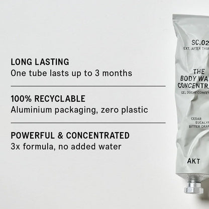 AKT The Body Wash Concentrate 3.4 Fl Oz, Natural Shower Gel with Skin-Balancing Prebiotics, Body Wash Women & Men, with Olive Squalane & Vitamin E, Sc.02 After Thunder, All Genders