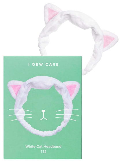 I DEW CARE Face Wash Headband - White Cat | Adorable Design, Perfect for Washing & Cleansing, Makeup and Spa, Bath, Skincare, Quick Dry, Soft & Fuzzy, Non Slip, Reusable, Teen Girls Stuff