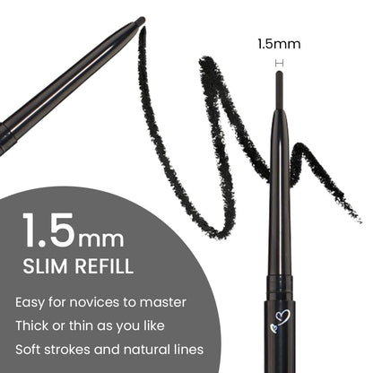 Kaely 1.5mm Skinny Gel Eyeliner Pencil,Black Cat Eye Liner Makeup Pen,Cream Smooth Eyeliner Crayon,delineador de ojos contra el agua,Waterproof Long Lasting 16 Hour Wear,Vegan & Cruelty Free,01