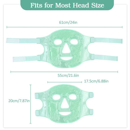 NEWGO Gel Face Mask Cold Pack Cooling Gel Face Mask, Hot Cold Therapy Cold Face Mask for Puffy Eyes, Migraines Relief, Skin Care, Puffiness, Acne - Green