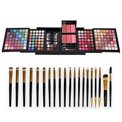 Teen Beginner Makeup Kit, Makeup Kit For Women Full Kit 177 Color Eyeshadow Palette Lipstick Set Lips Blush Foundation Eyebrow Powder With Mirror + 20pcs brush