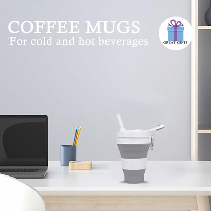 Silicone Coffee Cup with Straw lid Collapsible Cups for Traveling 20oz Lightweight Folding Water Mug for Picnic Hicking Camping Climbing