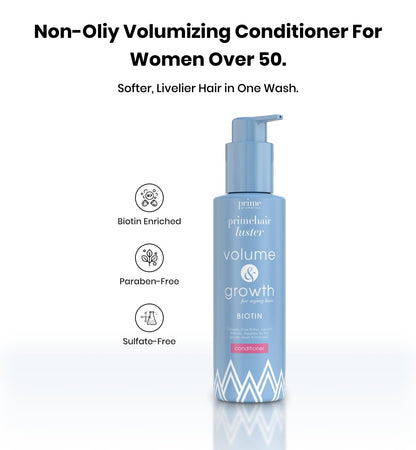 PrimeHair Luster Conditioner for Mature Women – Biotin Enriched, Sulfate-Free and Paraben-Free Conditioner – Perfect for Damaged, Dry, Thinning and Oily Hair