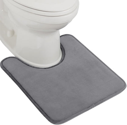 GORILLA GRIP Thick Memory Foam Toilet Rug for Bathroom, U Shaped Washable, Soft Absorbent Velvet Topside Floor Mats, Machine Wash, Cushioned Luxury Rugs for Bath Room, 22.5x19.5, Graphite Gray