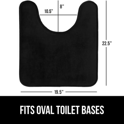 GORILLA GRIP Thick Memory Foam Toilet Rug for Bathroom, U Shaped Washable, Soft Absorbent Velvet Topside Floor Mats, Machine Wash, Cushioned Luxury Rugs for Bath Room, 22.5 x 19.5, Black