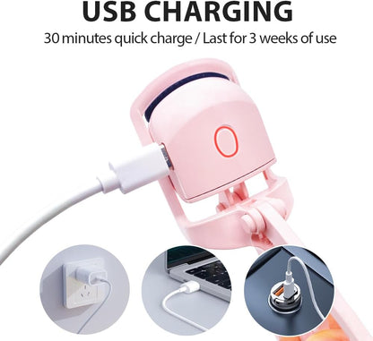 Heated Eyelash Curler with USB,Fast Heat up & 24H Long-Lasting,Rechargeable Electric Lash Curlers,Temperature Control,Safe Anti-Burn Quick Natural Curling Eye Lashes,Blue