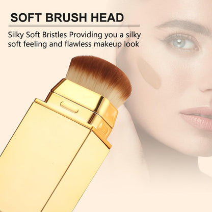 2 IN 1 Double Head Foundation Stick, Portable Makeup Color Changing Concealers, Hydrating Lightweight Foundation Stick with Brush