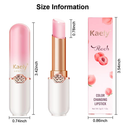 Kaely 2Pcs Peach Hydrating Lipstick Tinted Lip Balm, Color Changing PH Lipstick Makeup, Korean Magic Lip Stain Long Lasting Waterproof, labiales magicos 24 horas originales
