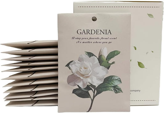Gardenia Scented Sachet Bags - 12 Pack Home & Car Freshener, Odor Eliminator for Closets, Rooms, Drawers, Wardrobes, Toilets, Long - Lasting 360 - Day Fragrance