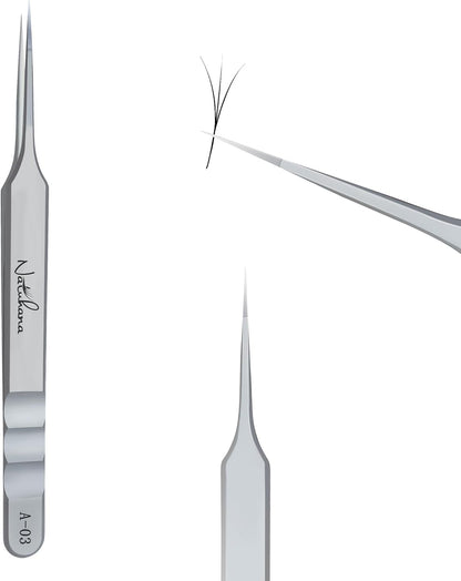High Precision Lash Tweezers for Individual and Volume Eyelash Extensions Premium Stainless Steel Straight Fiber Tip Professional Isolation Tweezer