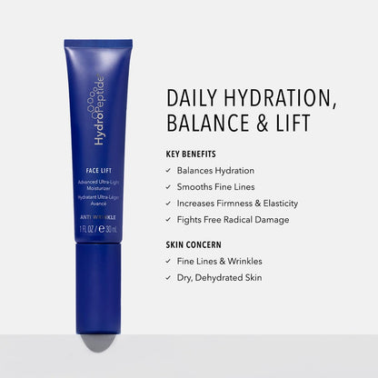 HydroPeptide Face Lift, Advanced Ultra-Light Moisturizer, Balances Hydration and Age-Preventing, 1 Ounce
