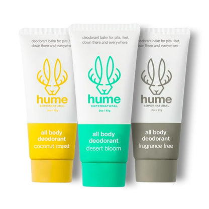 Hume Supernatural Invisible Whole Body Deo Balm - Full Body Protection - Aluminum Free, No Baking Soda - Anti-Chafing Odor Control - Clinically Tested on Sensitive Skin (Mixed Trio)