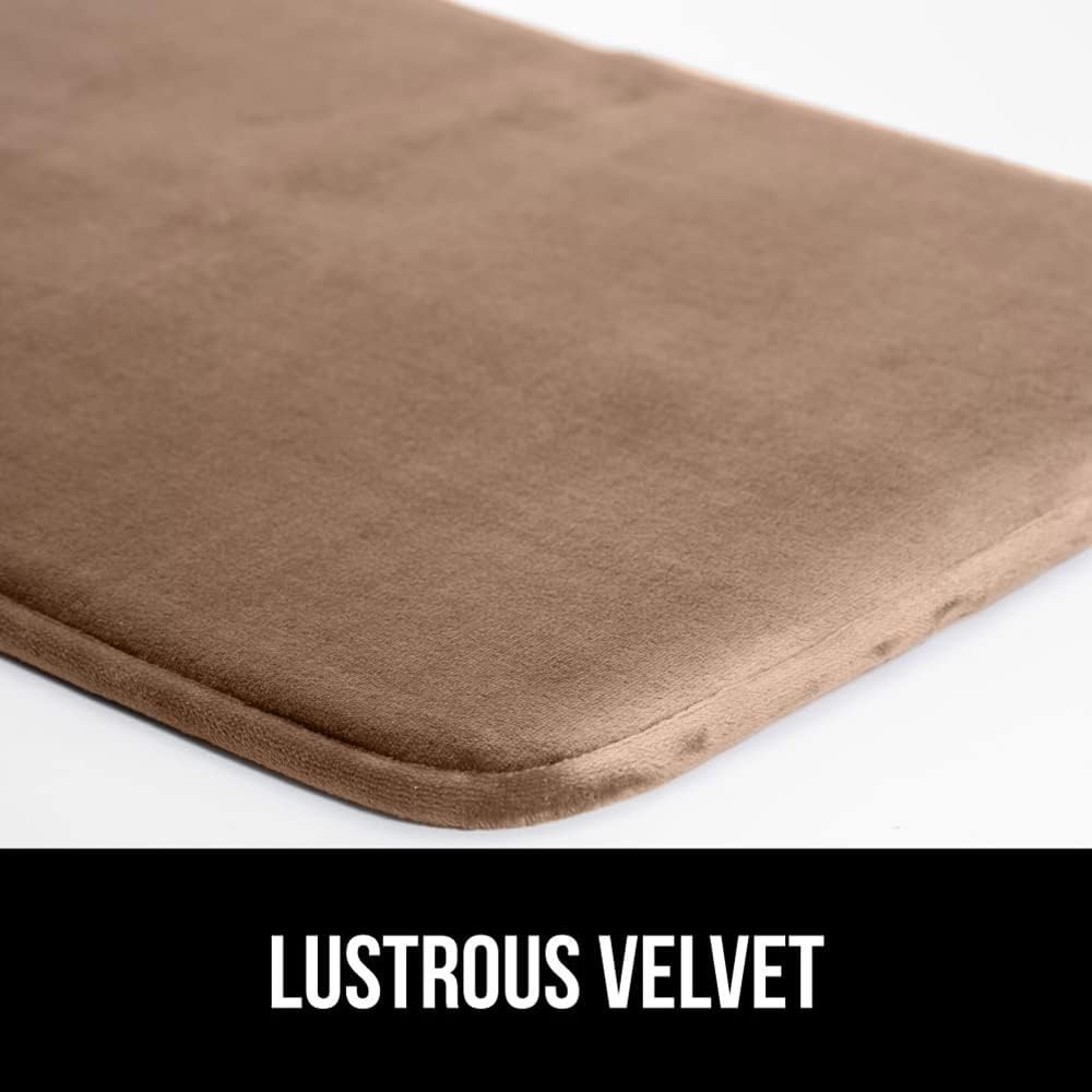 GORILLA GRIP Memory Foam Bath Mat, Soft Absorbent Velvet Bathroom Mats, Durable Dots on Underside, Machine Washable Bathmat, Carpet Rug Room Decor for Shower Tub Floor RV, 60x24 Rugs, Taupe