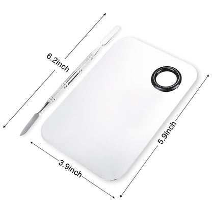 2 Pcs Makeup Mixing Palette, Upgrad Stainless Steel Metal Foundation Palette with Spatula Artist Tool for Mixing Foundation Nail-Art 5.9x3.9 in