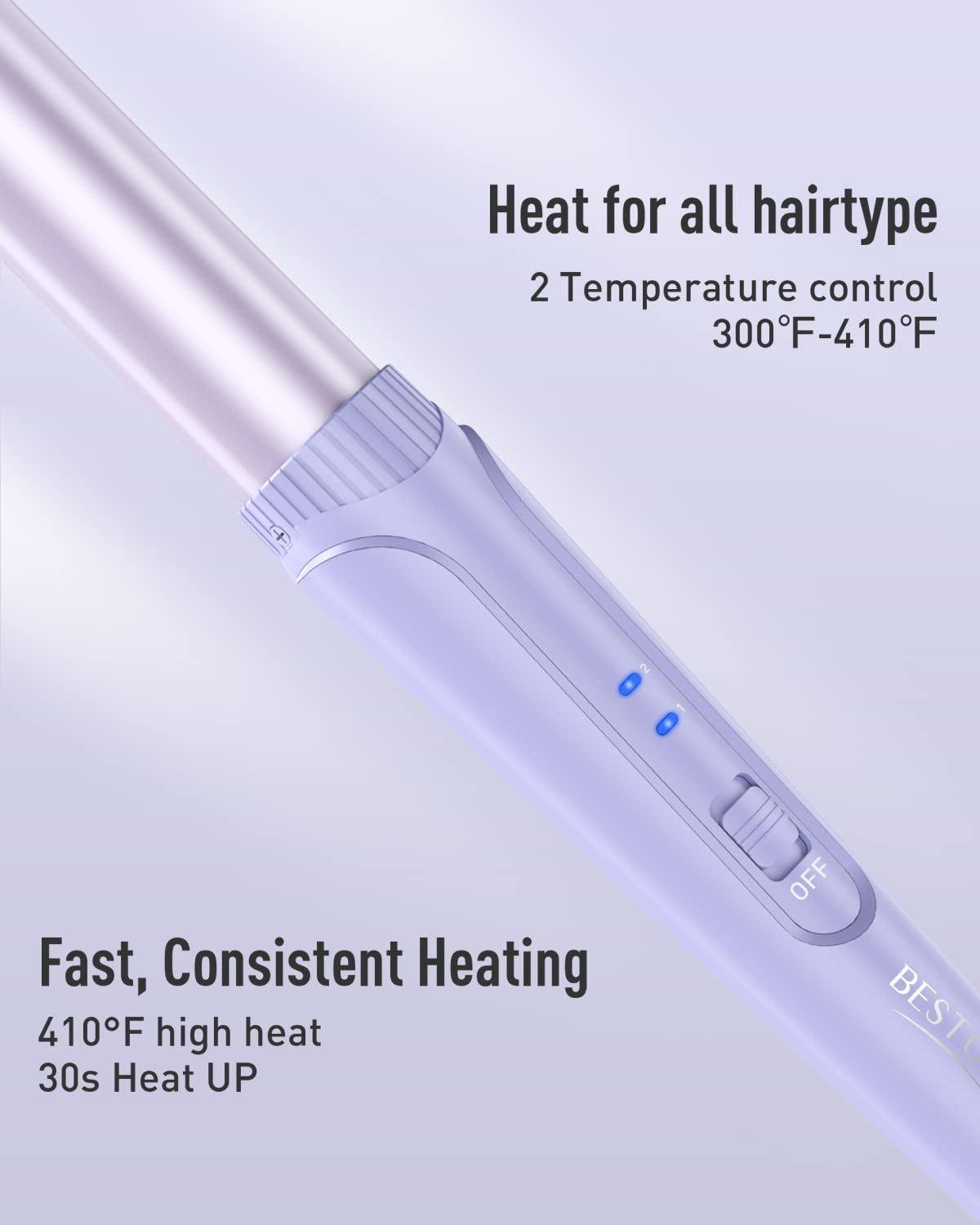 Waver Curling Iron Wand - BESTOPE PRO 5 in 1 Curling Wand Set with 3 Barrel Hair Crimper for Women, Fast Heating Crimper Wand Curler in All Hair Type, Women Gifts - Purple