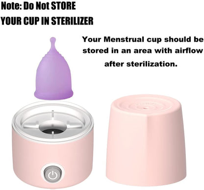 Menstrual Cup Sterilizer Period Cup Steamer Cleaner Machine High Temperature Wash Your Cup 99.9% Dirty 8 Minutes - Feminine Hygiene - Leak-Free (Pink Color)