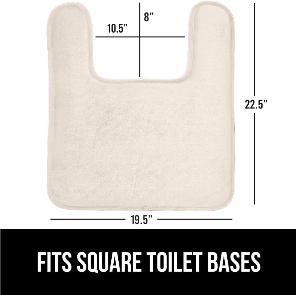 GORILLA GRIP Thick Memory Foam Toilet Rug for Bathroom, Square Shaped Washable, Soft Absorbent Velvet Topside Floor Mats, Machine Wash, Cushioned Luxury Rugs for Bath Room, 22.5x19.5, Cream