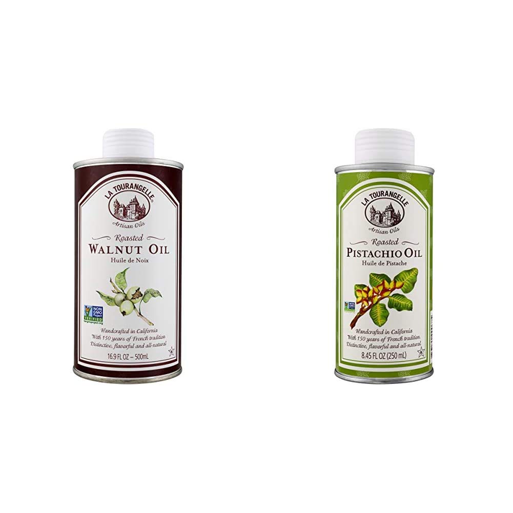 La Tourangelle Roasted Walnut and Pistachio Oils Bundle (16.9 Fl Oz + 8.45 Fl Oz)