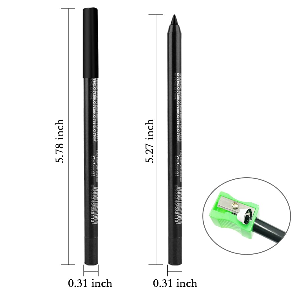 evpct 3Pcs Black & Dark Brown & White Gel Glitter Matte Metallic Eyeliner Pencils Set for Women Waterproof Smudge Proof lapiz de ojos delineador de ojos contra el agua Eye Liner Makeup 01 02 22